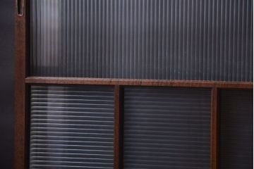 アンティーク　古い木製のモールガラス入り引き戸2枚セット