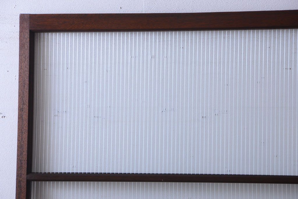 アンティーク　古い木製のモールガラス入り引き戸2枚セット