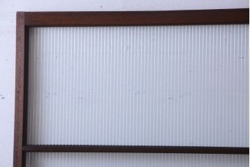 アンティーク　古い木製のモールガラス入り引き戸2枚セット