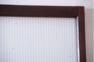 アンティーク　古い木製のモールガラス入り引き戸2枚セット