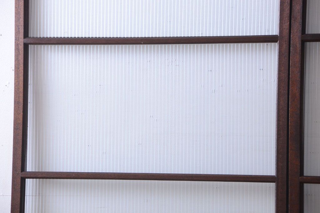 アンティーク　古い木製のモールガラス入り引き戸2枚セット