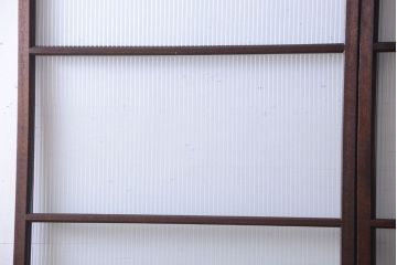 アンティーク　古い木製のモールガラス入り引き戸2枚セット