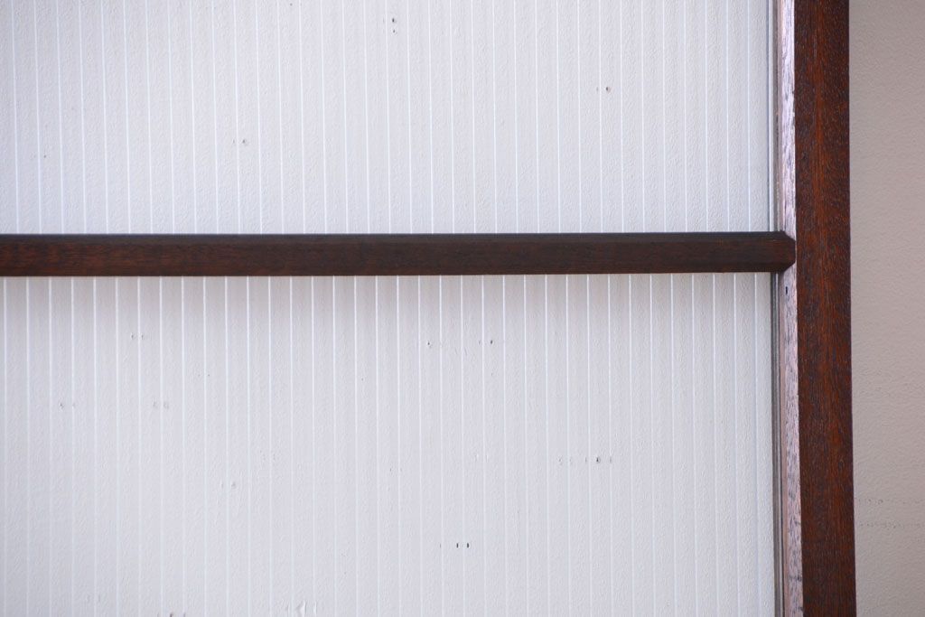 アンティーク　古い木製のモールガラス入り引き戸2枚セット