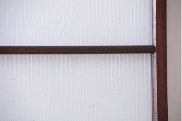 アンティーク　古い木製のモールガラス入り引き戸2枚セット