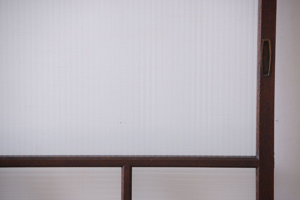 アンティーク　古い木製のモールガラス入り引き戸2枚セット