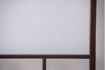 アンティーク　古い木製のモールガラス入り引き戸2枚セット