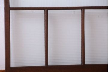 アンティーク　古い木製のモールガラス入り引き戸2枚セット