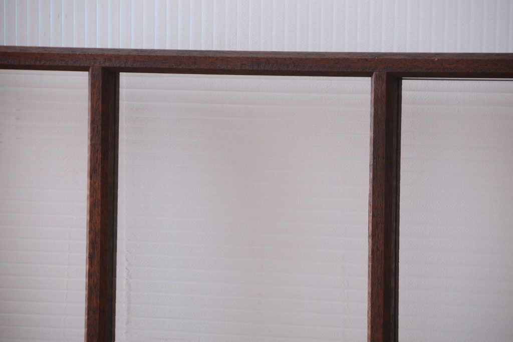 アンティーク　古い木製のモールガラス入り引き戸2枚セット