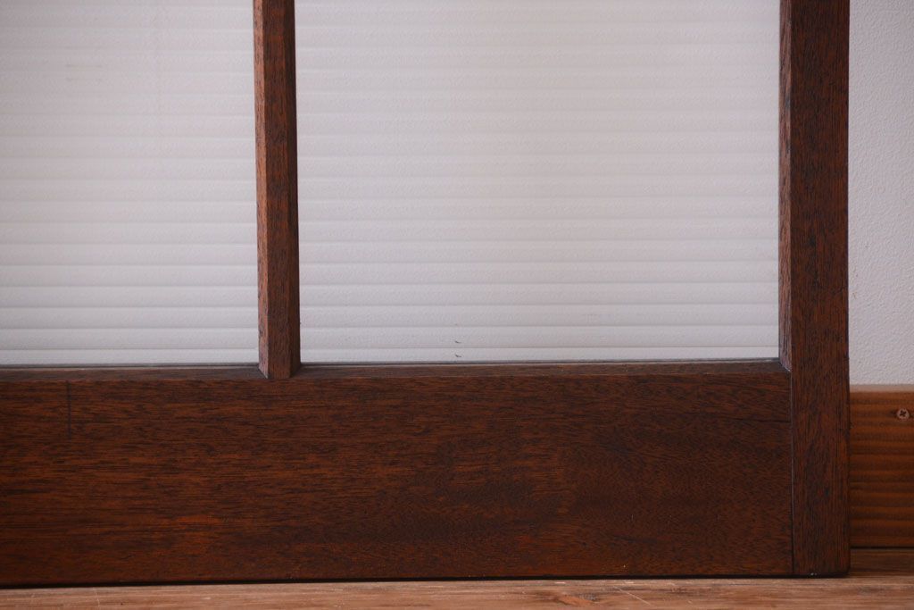 アンティーク　古い木製のモールガラス入り引き戸2枚セット