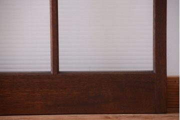 アンティーク　古い木製のモールガラス入り引き戸2枚セット