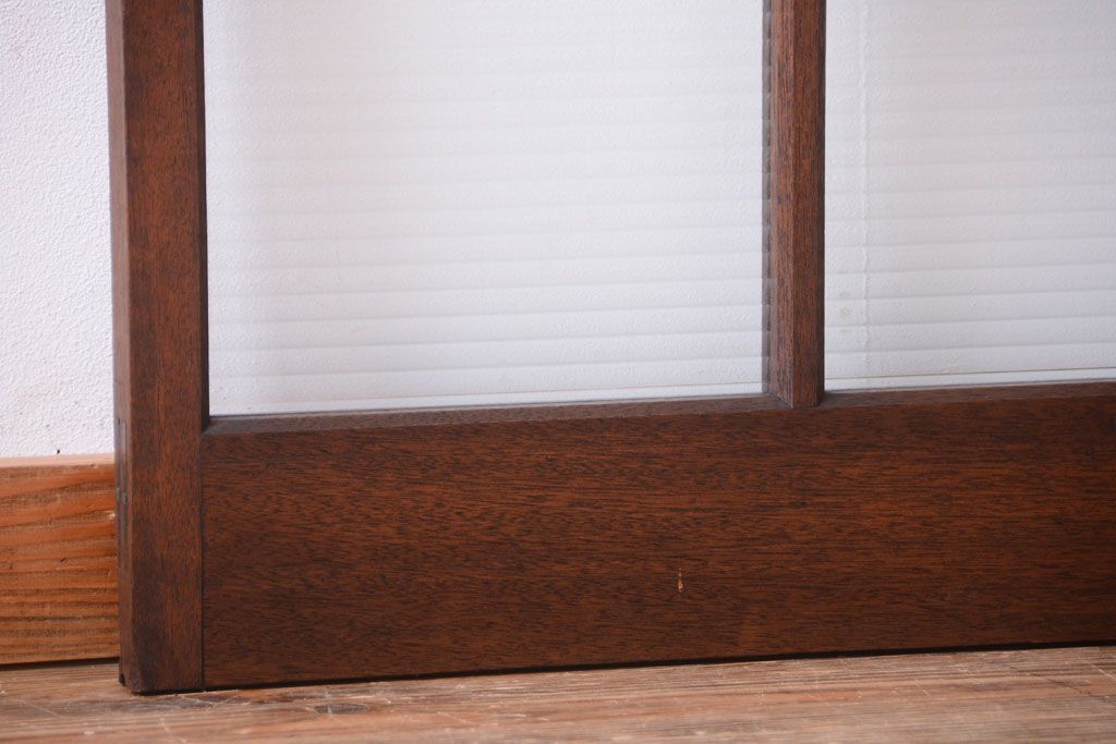 アンティーク　古い木製のモールガラス入り引き戸2枚セット