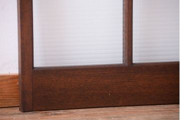 アンティーク　古い木製のモールガラス入り引き戸2枚セット