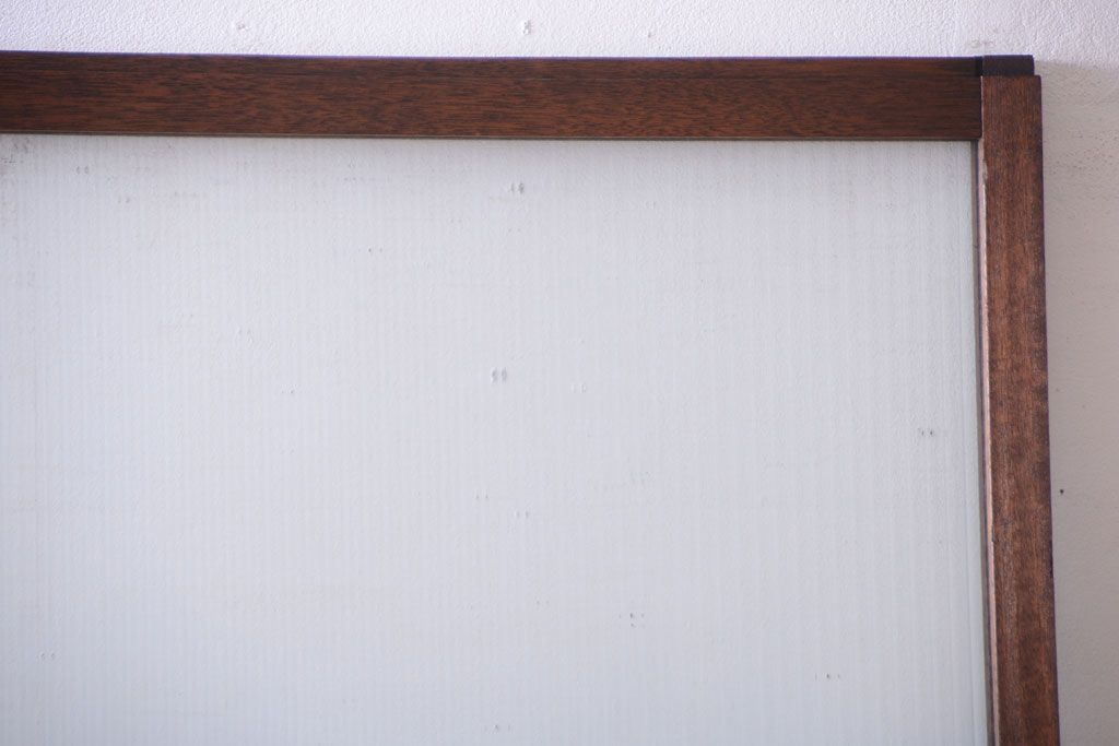 アンティーク　古い木製のモールガラス入り引き戸2枚セット