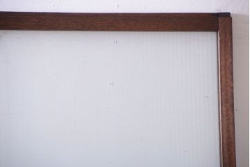 アンティーク　古い木製のモールガラス入り引き戸2枚セット