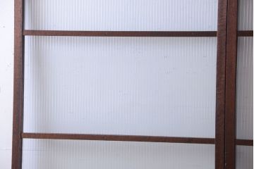 アンティーク　古い木製のモールガラス入り引き戸2枚セット