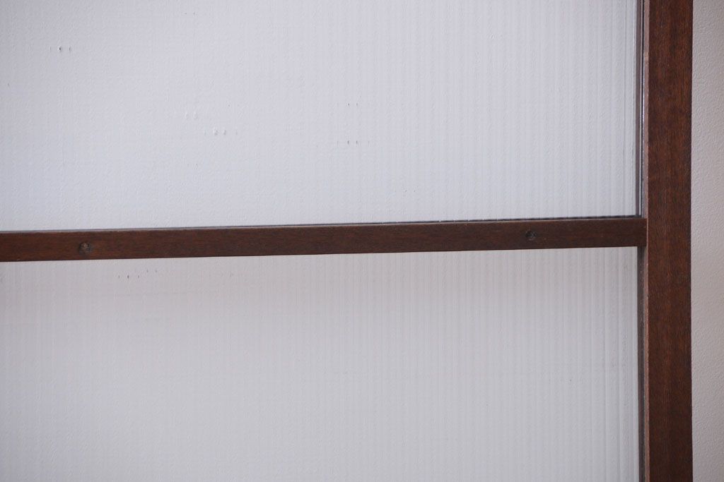 アンティーク　古い木製のモールガラス入り引き戸2枚セット