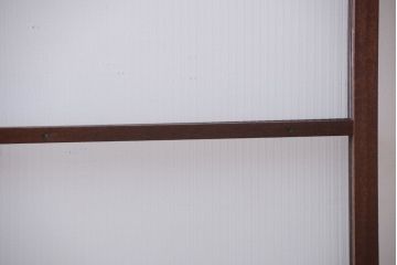 アンティーク　古い木製のモールガラス入り引き戸2枚セット