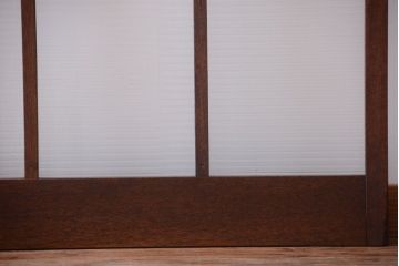 アンティーク　古い木製のモールガラス入り引き戸2枚セット