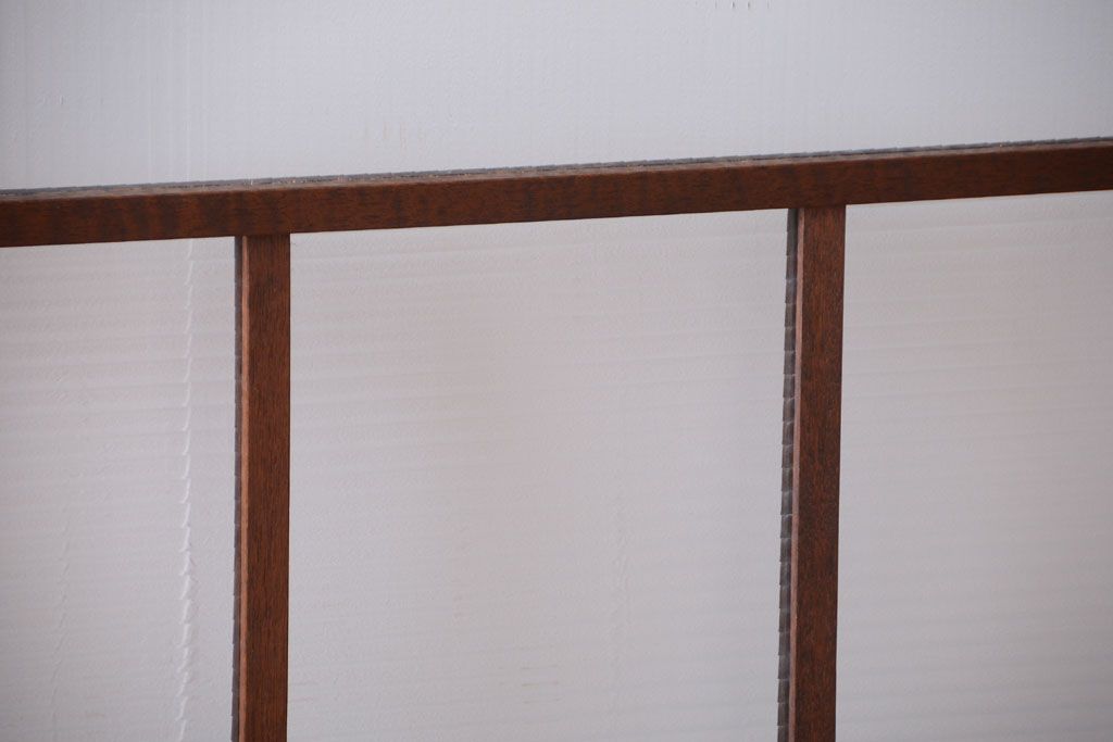 アンティーク　古い木製のモールガラス入り引き戸2枚セット