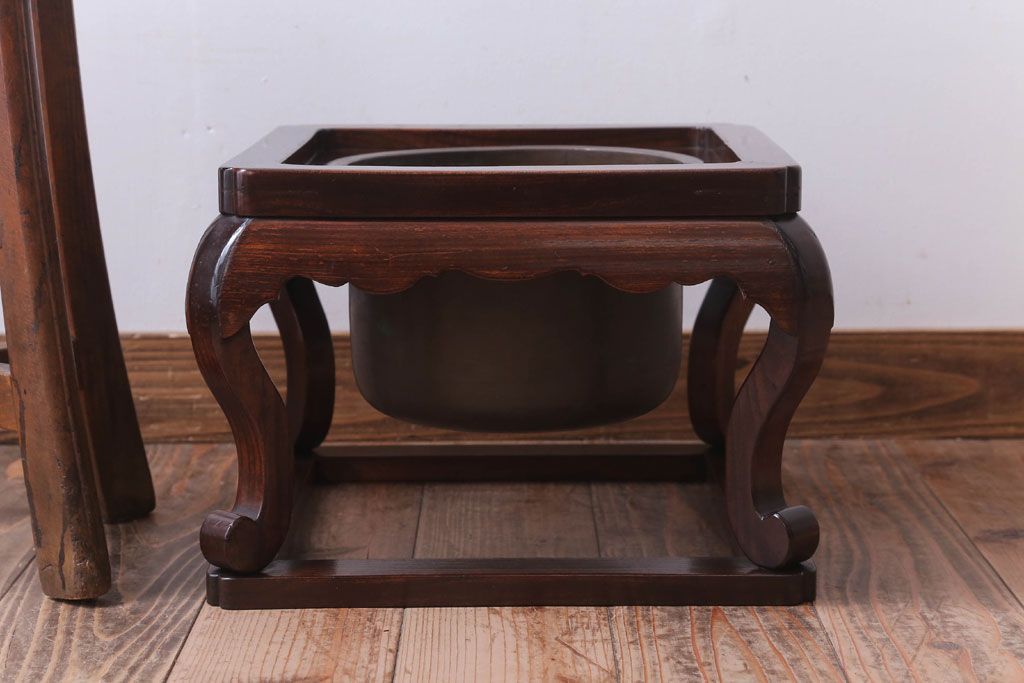 アンティーク雑貨　古民具・骨董　大正〜昭和初期　総桑材!座敷用火鉢(共箱)