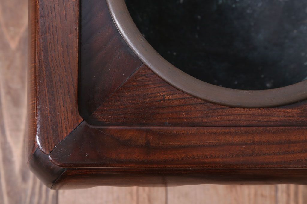 アンティーク雑貨　古民具・骨董　大正〜昭和初期　総桑材!座敷用火鉢(共箱)