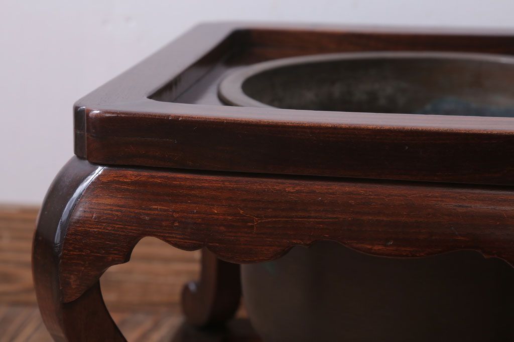 アンティーク雑貨　古民具・骨董　大正〜昭和初期　総桑材!座敷用火鉢(共箱)