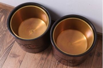 アンティーク雑貨　アンティーク　大正〜昭和初期　鎌倉彫火鉢一対(翁)