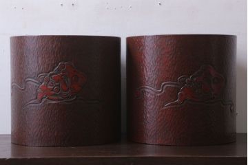 アンティーク雑貨　アンティーク　大正〜昭和初期　鎌倉彫火鉢一対(翁)