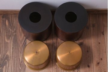 アンティーク雑貨　アンティーク　大正〜昭和初期　鎌倉彫火鉢一対(翁)