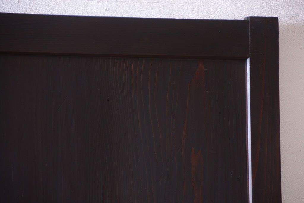 古民具・骨董　裏結霜ガラス入り!古い木の格子帯戸2枚セット