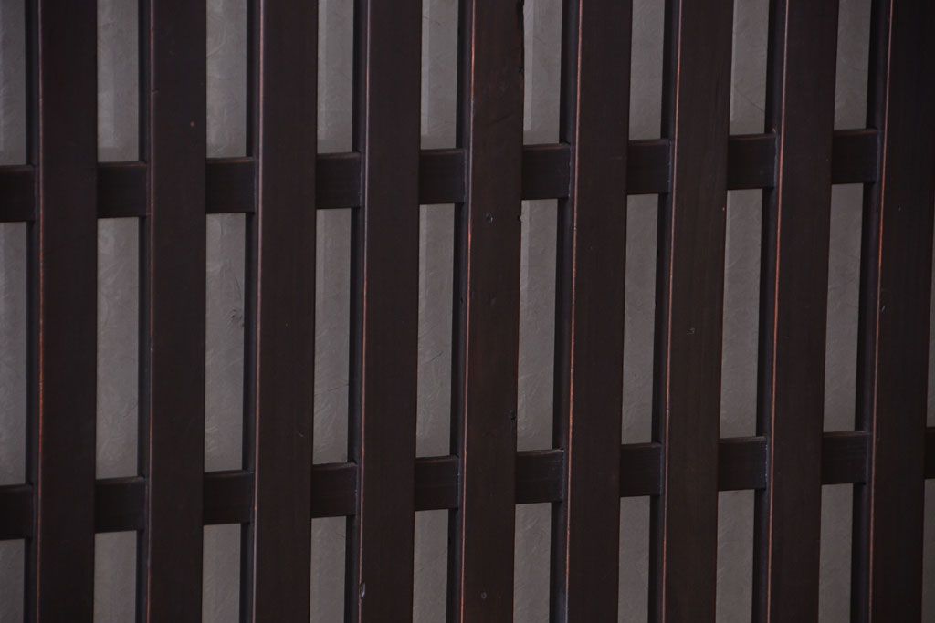 古民具・骨董　裏結霜ガラス入り!古い木の格子帯戸2枚セット