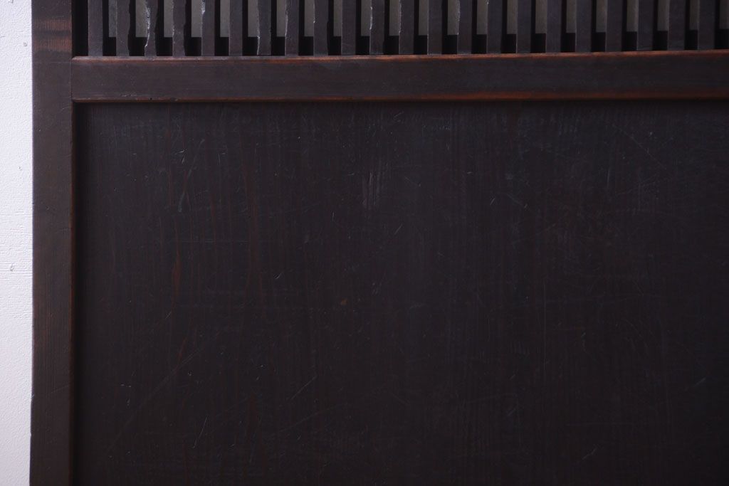 古民具・骨董　裏結霜ガラス入り!古い木の格子帯戸2枚セット