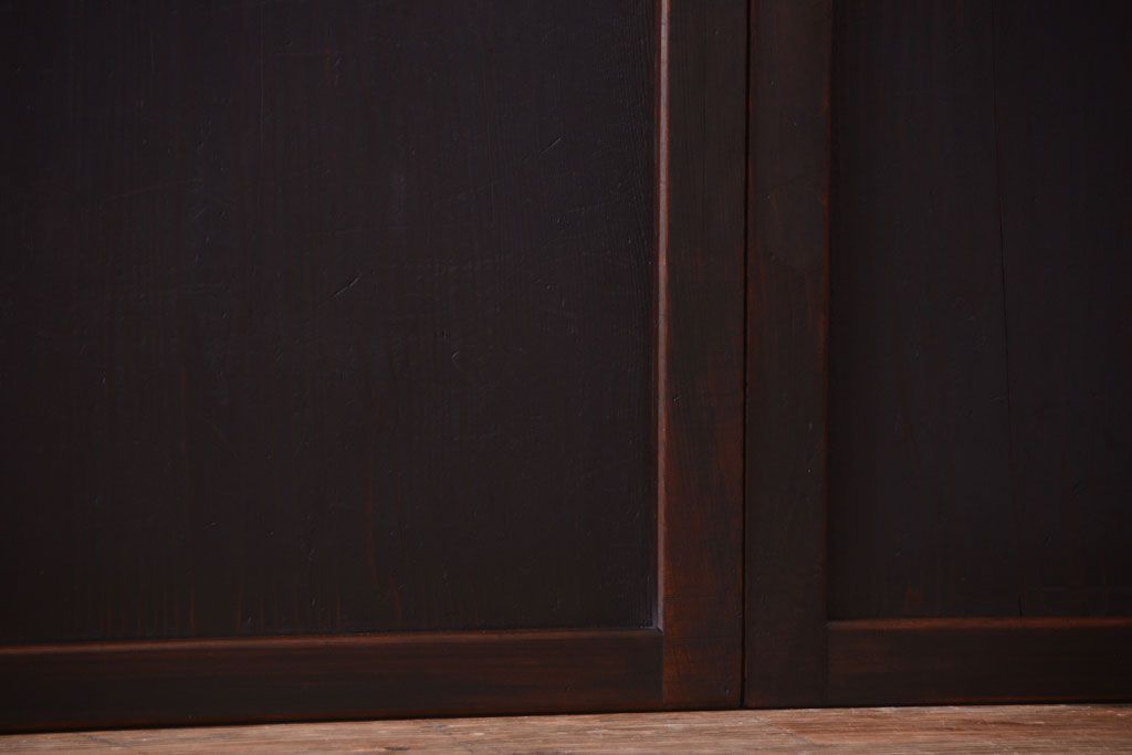 古民具・骨董　裏結霜ガラス入り!古い木の格子帯戸2枚セット