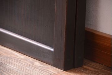 古民具・骨董　裏結霜ガラス入り!古い木の格子帯戸2枚セット