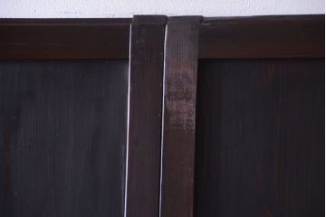 古民具・骨董　裏結霜ガラス入り!古い木の格子帯戸2枚セット