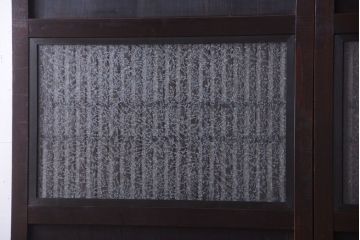 古民具・骨董　裏結霜ガラス入り!古い木の格子帯戸2枚セット