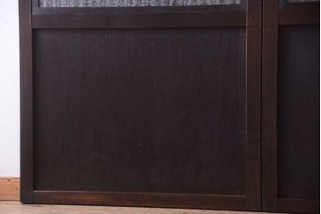 古民具・骨董　裏結霜ガラス入り!古い木の格子帯戸2枚セット