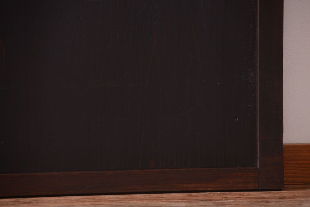 古民具・骨董　裏結霜ガラス入り!古い木の格子帯戸2枚セット