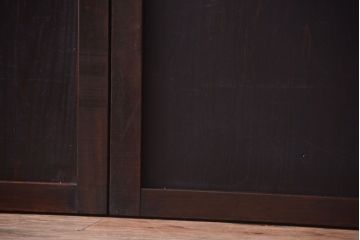 古民具・骨董　裏結霜ガラス入り!古い木の格子帯戸2枚セット