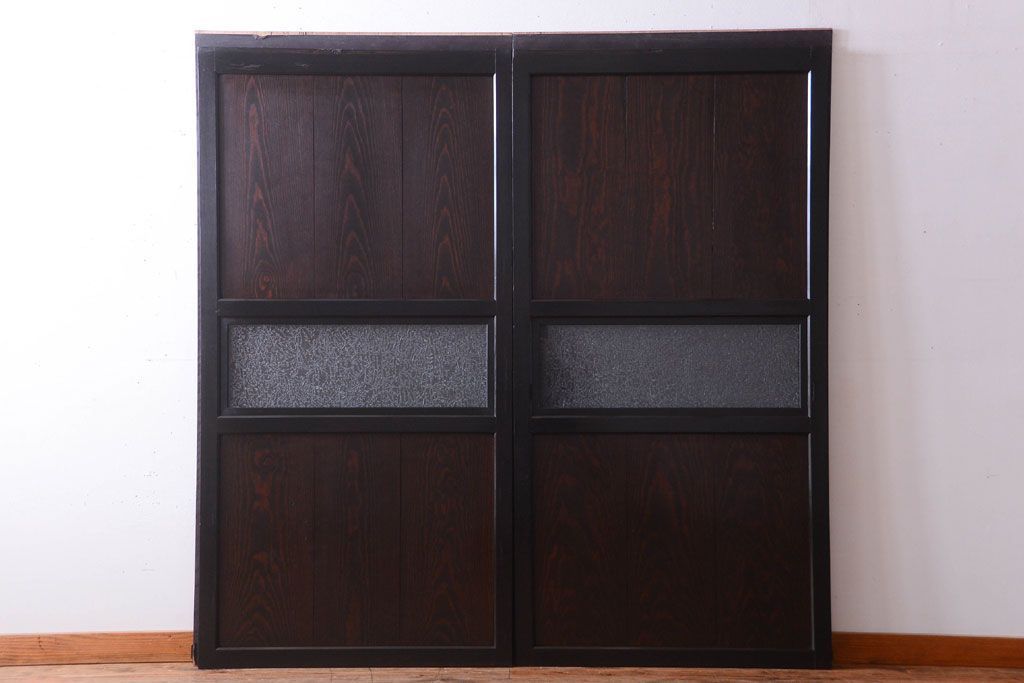 古民具・骨董　結霜ガラス入り!古いガラス帯戸