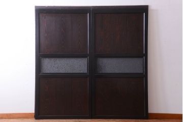 古民具・骨董　結霜ガラス入り!古いガラス帯戸