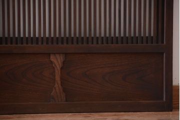 古民具・骨董　明治〜大正　腰板欅材!裏ガラス入りすりガラス帯格子戸4枚セット