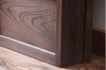 古民具・骨董　明治〜大正　腰板欅材!裏ガラス入りすりガラス帯格子戸4枚セット