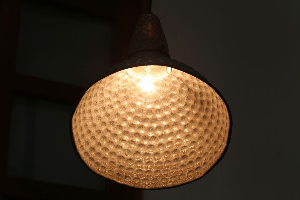 和製アンティーク　古いアルミシェードの天井照明(ペンダントライト)