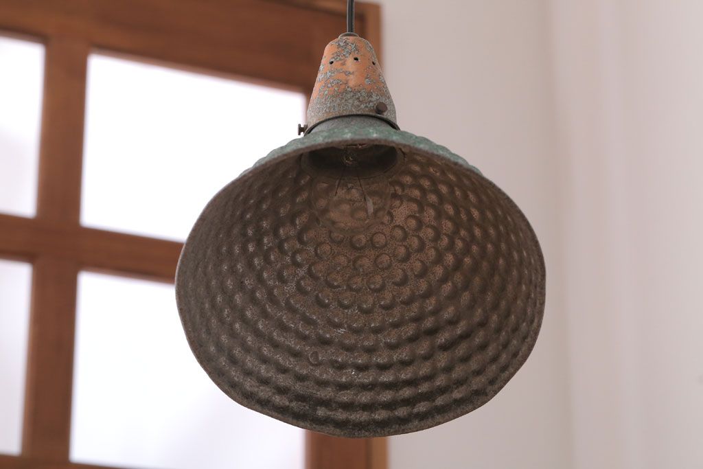 和製アンティーク　古いアルミシェードの天井照明(ペンダントライト)