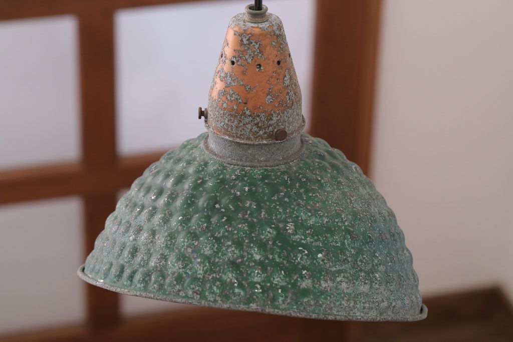 和製アンティーク　古いアルミシェードの天井照明(ペンダントライト)