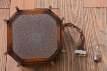 和製アンティーク　真鍮製　八角ガラスシェードの天井照明