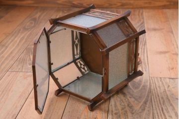 和製アンティーク　真鍮製　八角ガラスシェードの天井照明