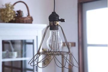 ビンテージ　シャビーなワイヤーシェードライト(ペンダントライト)(1)