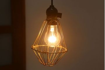 ビンテージ　シャビーなワイヤーシェードライト(ペンダントライト)(1)